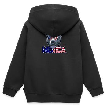 Merica - Amerikanischer Pitbull - Kinder Premium Organic Zip Hoodie - Schwarz - Hinten - AI Model Kid Male (0cm)