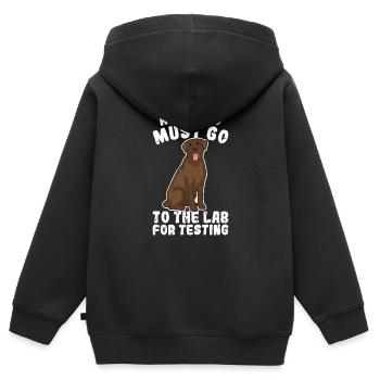 Alle Lebensmittel müssen zum Testen ins Labor gehen - Labor - Kinder Premium Organic Zip Hoodie - Schwarz - Hinten - AI Model Kid Male (0cm)