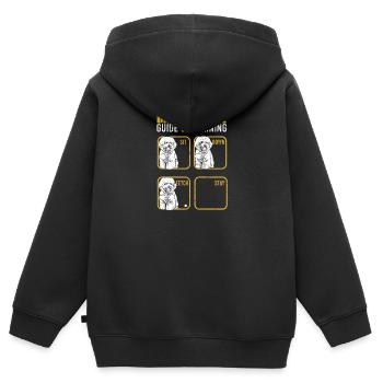 Bichon frise Anleitung zum Training Sit down Fetch - Kinder Premium Organic Zip Hoodie - Schwarz - Hinten - AI Model Kid Male (0cm)