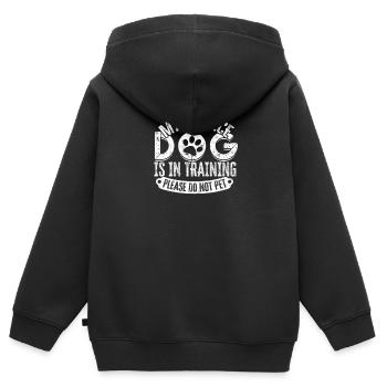Mein Diensthund ist in der Ausbildung Bitte nicht streicheln - - Kinder Premium Organic Zip Hoodie - Schwarz - Hinten - AI Model Kid Male (0cm)