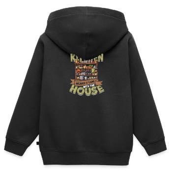 Ich habe eine Küche, weil sie mit dem Haus kam - - Kinder Premium Organic Zip Hoodie - Schwarz - Hinten - AI Model Kid Male (0cm)
