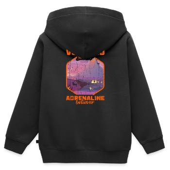 Vulkansucher, Adrenalin-Gläubiger - Volcano - Kinder Premium Organic Zip Hoodie - Schwarz - Hinten - AI Model Kid Male (0cm)