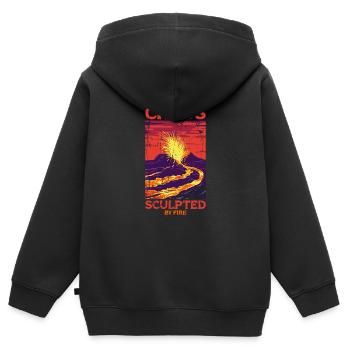Né du chaos, sculpté par le feu - Volcan - Sweat Premium à capuche zippé enfant bio - noir - Dos - AI Model Kid Male (0cm)