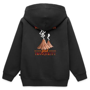 Dans le chaos, trouvez la tranquillité - Volcano - Sweat Premium à capuche zippé enfant bio - noir - Dos - AI Model Kid Male (0cm)