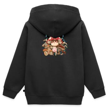Cottagecore Kawaii - Rustic Aesthetics - Kids Premium Organic Zip-up Hoodie - black - Back - AI Model Kid Male (0cm)