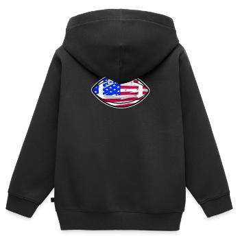 MEIN PERFECDT TAG 1. AUFWACHEN 2. VIDEOSPIELE SPIELEN - Kinder Premium Organic Zip Hoodie - Schwarz - Hinten - AI Model Kid Male (0cm)