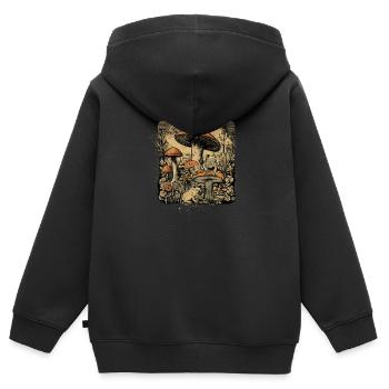 Cottagecore Grof Style - Esthétique rustique - Sweat Premium à capuche zippé enfant bio - noir - Dos - AI Model Kid Male (0cm)