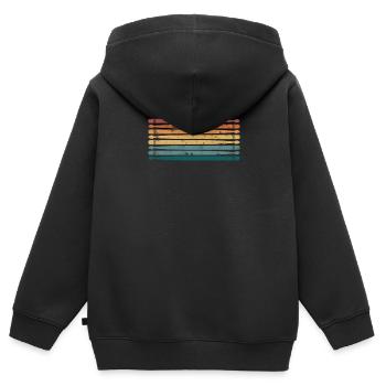 Schlagzeuger Drummer Musik Retro Drumsticks - - Sweat Premium à capuche zippé enfant bio - noir - Dos - AI Model Kid Male (0cm)