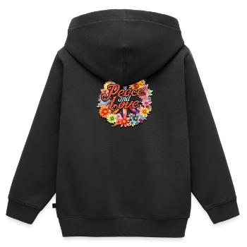 Frieden und Liebe - Harmonie - Kinder Premium Organic Zip Hoodie - Schwarz - Hinten - AI Model Kid Male (0cm)