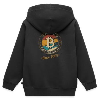 Crypto Bitcoin BTC Krypto - Ich hab's dir gesagt - Kinder Premium Organic Zip Hoodie - Schwarz - Hinten - AI Model Kid Male (0cm)