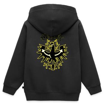 Tirol - Kinder Premium Organic Zip Hoodie - Schwarz - Hinten - AI Model Kid Male (0cm)