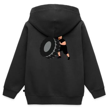 starker Mann - Kinder Premium Organic Zip Hoodie - Schwarz - Hinten - AI Model Kid Male (0cm)