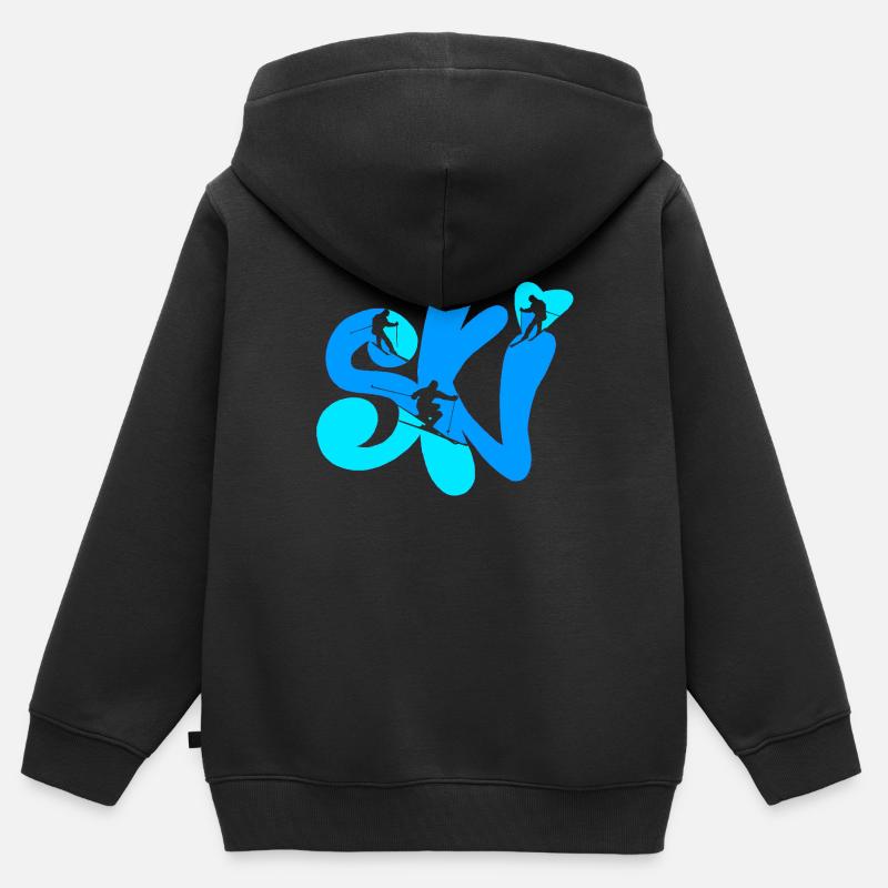 ski - Kinder Premium Organic Zip Hoodie - Schwarz
