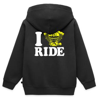 biker - Kids Premium Organic Zip-up Hoodie - black - Back - AI Model Kid Male (0cm)