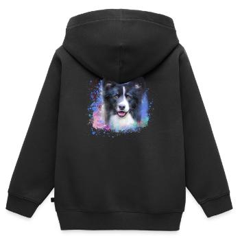 hund,spitz, malerei, graffiti, zwergspitz - Kinder Premium Organic Zip Hoodie - Schwarz - Hinten - AI Model Kid Male (0cm)