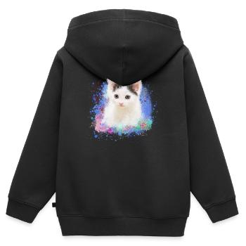 kitten,cat,kitten,graffiti,painting - Kids Premium Organic Zip-up Hoodie - black - Back - AI Model Kid Male (0cm)