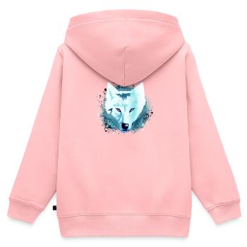 wolf,blau,hund, husky,Hund, malerei,graffiti - Kinder Premium Organic Zip Hoodie - Rosa - Hinten - AI Model Kid Female (0cm)