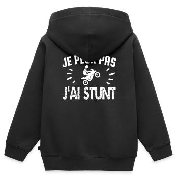 je peux pas j'ai stunt - Sweat Premium à capuche zippé enfant bio - noir - Dos - AI Model Kid Male (0cm)