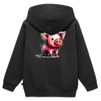 Schweinchen - Kinder Premium Organic Zip Hoodie - Schwarz - Hinten - AI Model Kid Male (0cm)