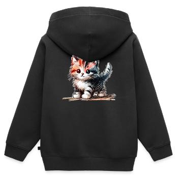 Kitten - Kids Premium Organic Zip-up Hoodie - black - Back - AI Model Kid Male (0cm)