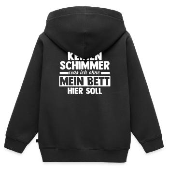 Langschläfer Shlafen Faul - Kinder Premium Organic Zip Hoodie - Schwarz - Hinten - AI Model Kid Male (0cm)