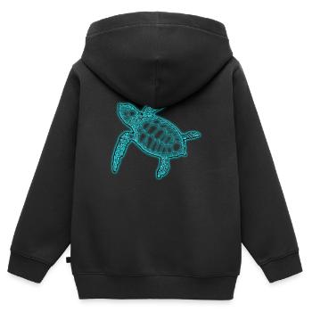 Tortue de mer Tortue de mer verte Tortue de mer - Sweat Premium à capuche zippé enfant bio - noir - Dos - AI Model Kid Male (0cm)