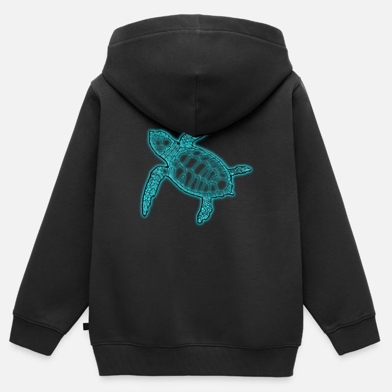 Tortue de mer Tortue de mer verte Tortue de mer - Sweat Premium à capuche zippé enfant bio - noir