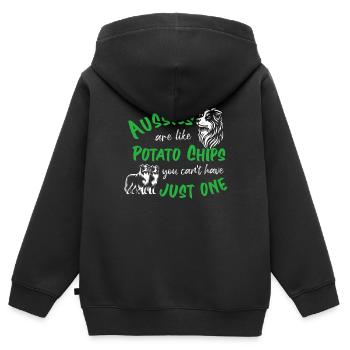 Les Australiens sont comme des croustilles - vertes - Sweat Premium à capuche zippé enfant bio - noir - Dos - AI Model Kid Male (0cm)