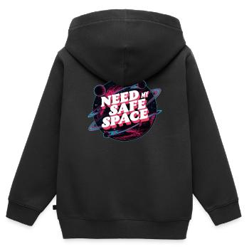 Ich brauche meinen sicheren Raum Freiraum - Kinder Premium Organic Zip Hoodie - Schwarz - Hinten - AI Model Kid Male (0cm)