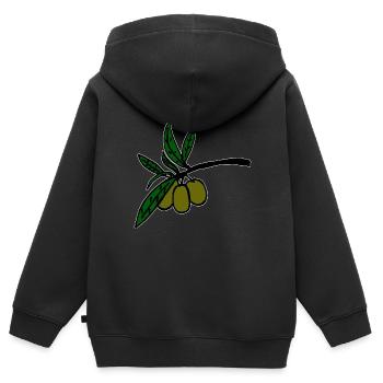 Olive branch - Kids Premium Organic Zip-up Hoodie - black - Back - AI Model Kid Male (0cm)