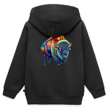 Bison - Sweat Premium à capuche zippé enfant bio - noir - Dos - AI Model Kid Male (0cm)