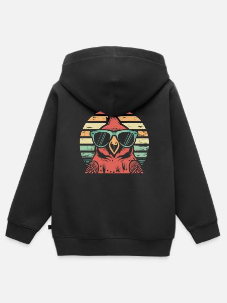 Kardinal Vogel Rotkardinal - Kinder Premium Organic Zip Hoodie - Schwarz