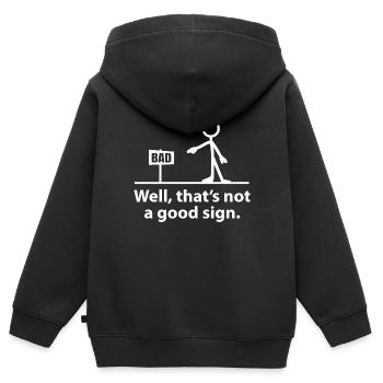 nun, das ist kein gutes Zeichen - Kinder Premium Organic Zip Hoodie - Schwarz - Hinten - AI Model Kid Male (0cm)