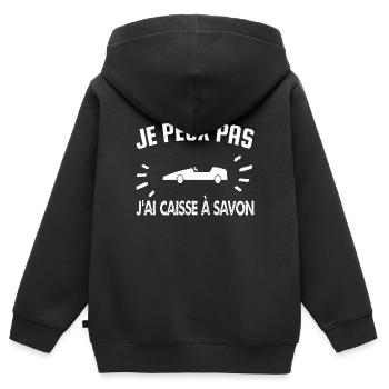 je peux pas j'ai caisse à savon - Sweat Premium à capuche zippé enfant bio - noir - Dos - AI Model Kid Male (0cm)