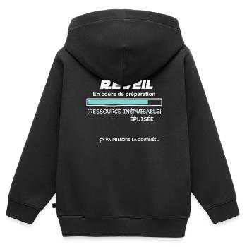 Réveil Humour Téléchargement En Cours - Sweat Premium à capuche zippé enfant bio - noir - Dos - AI Model Kid Male (0cm)