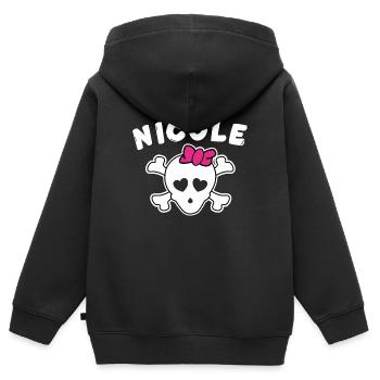 Pirate Nicole Design pour les filles et les femmes - Sweat Premium à capuche zippé enfant bio - noir - Dos - AI Model Kid Male (0cm)