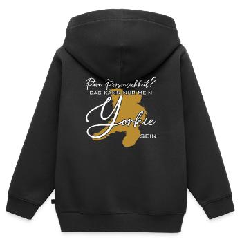 Yorkie Silhouette lustiger Spruch Schreibschrift - Kinder Premium Organic Zip Hoodie - Schwarz - Hinten - AI Model Kid Male (0cm)