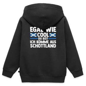 Ecossais Ecosse Ecosse Ecosse - Sweat Premium à capuche zippé enfant bio - noir - Dos - AI Model Kid Male (0cm)