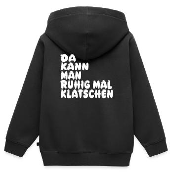 Klatschen - Kinder Premium Organic Zip Hoodie - Schwarz - Hinten - AI Model Kid Male (0cm)