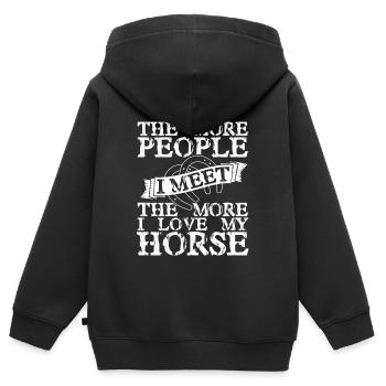 Pferdeliebe -Lustiger Pferdespruch - Kinder Premium Organic Zip Hoodie - Schwarz - Hinten - AI Model Kid Male (0cm)
