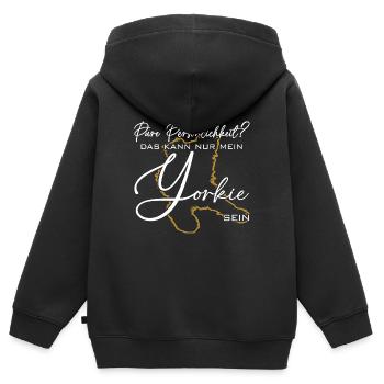 Yorkie Silhouette lustiger Spruch Schreibschrift - Kinder Premium Organic Zip Hoodie - Schwarz - Hinten - AI Model Kid Male (0cm)