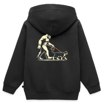 Bigfoot Katze - Kinder Premium Organic Zip Hoodie - Schwarz - Hinten - AI Model Kid Male (0cm)