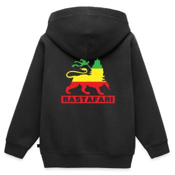 Rastafari Reggae Reggaeton Löwe Flagge Geschenk - Kinder Premium Organic Zip Hoodie - Schwarz - Hinten - AI Model Kid Male (0cm)