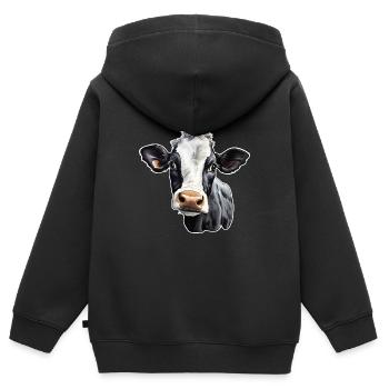 Tête de vache - Sweat Premium à capuche zippé enfant bio - noir - Dos - AI Model Kid Male (0cm)