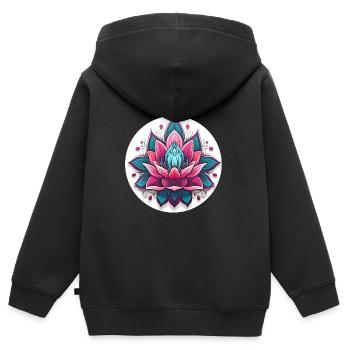 Lotus - Sweat Premium à capuche zippé enfant bio - noir - Dos - AI Model Kid Male (0cm)