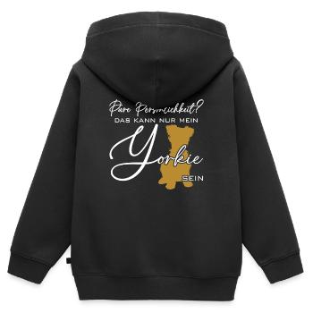 Yorkie Silhouette lustiger Spruch Schreibschrift - Kinder Premium Organic Zip Hoodie - Schwarz - Hinten - AI Model Kid Male (0cm)