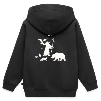 Jeu de rôle fantastique - Druid Silhouettes Design - Sweat Premium à capuche zippé enfant bio - noir - Dos - AI Model Kid Male (0cm)