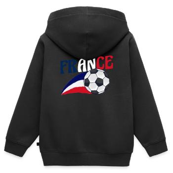 Français Français France - Sweat Premium à capuche zippé enfant bio - noir - Dos - AI Model Kid Male (0cm)