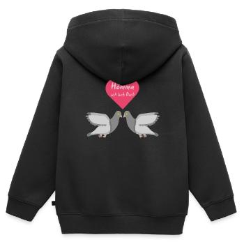 ruhrpott taube,ruhrpott flamingo,ruhrpott,liebe - Kinder Premium Organic Zip Hoodie - Schwarz - Hinten - AI Model Kid Male (0cm)