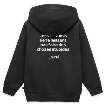 le vrais amis - Sweat Premium à capuche zippé enfant bio - noir - Dos - AI Model Kid Male (0cm)